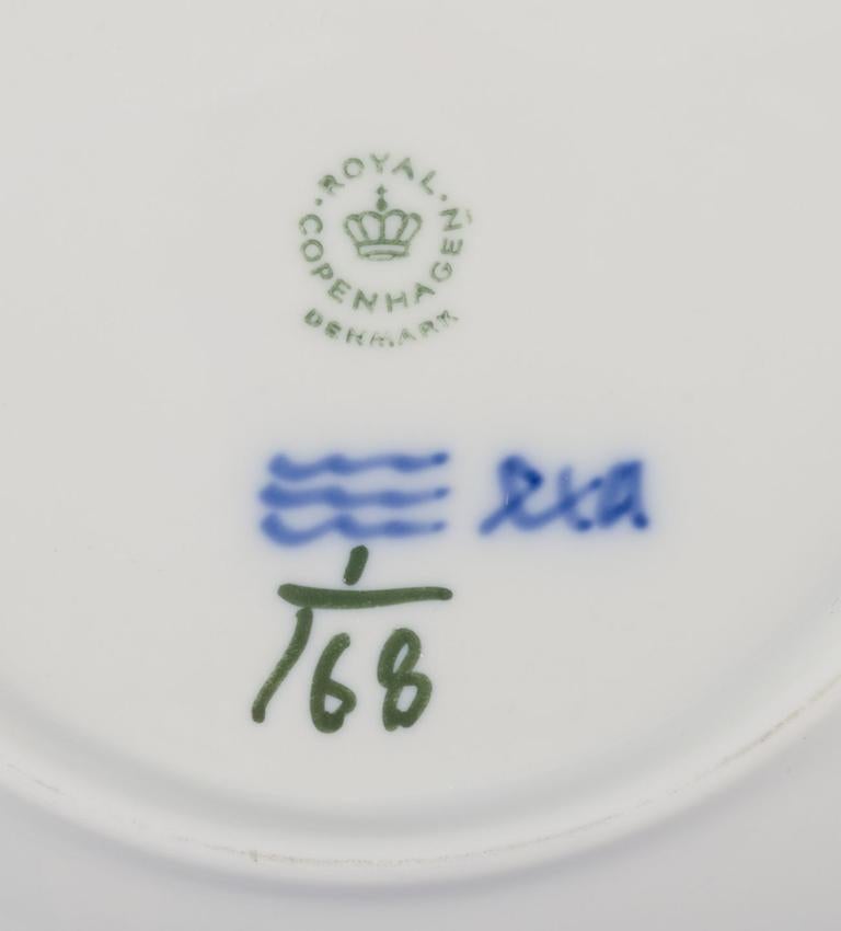Late 20th Century Royal Copenhagen Blue Fluted Plain. Set of five deep plates in porcelain. For Sale