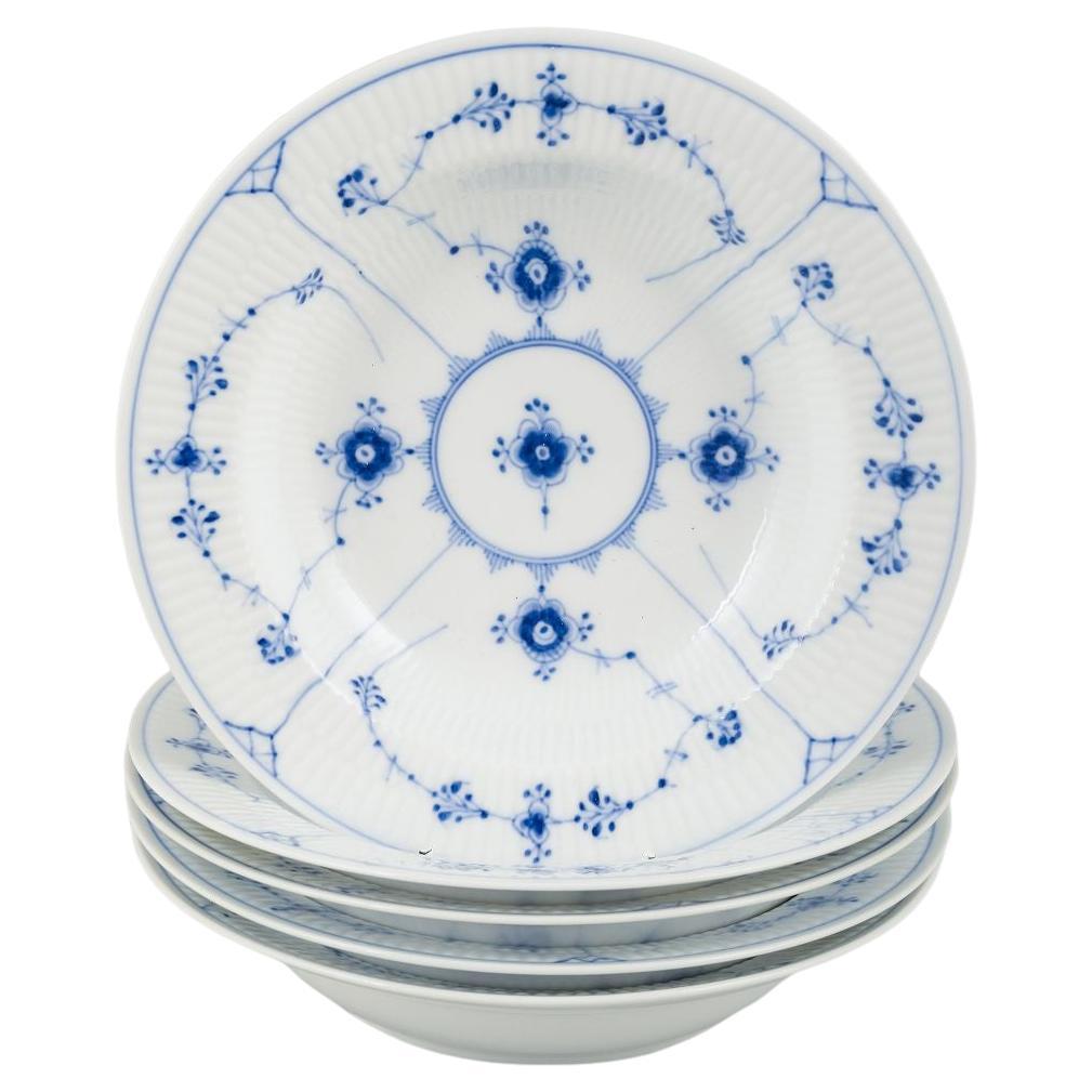 Royal Copenhagen Blue Fluted Plain. Set of five deep plates in porcelain.