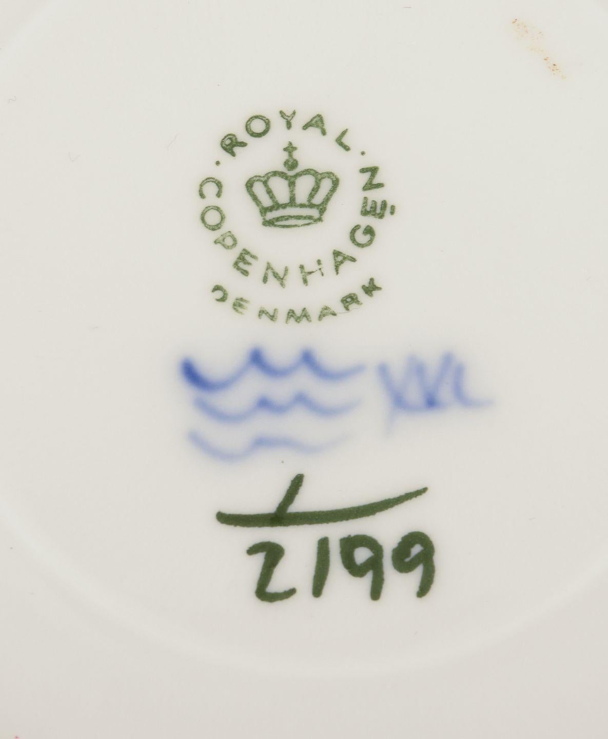 Royal Copenhagen Blue Fluted Plain. Set of four bouillon cups with saucers For Sale 2
