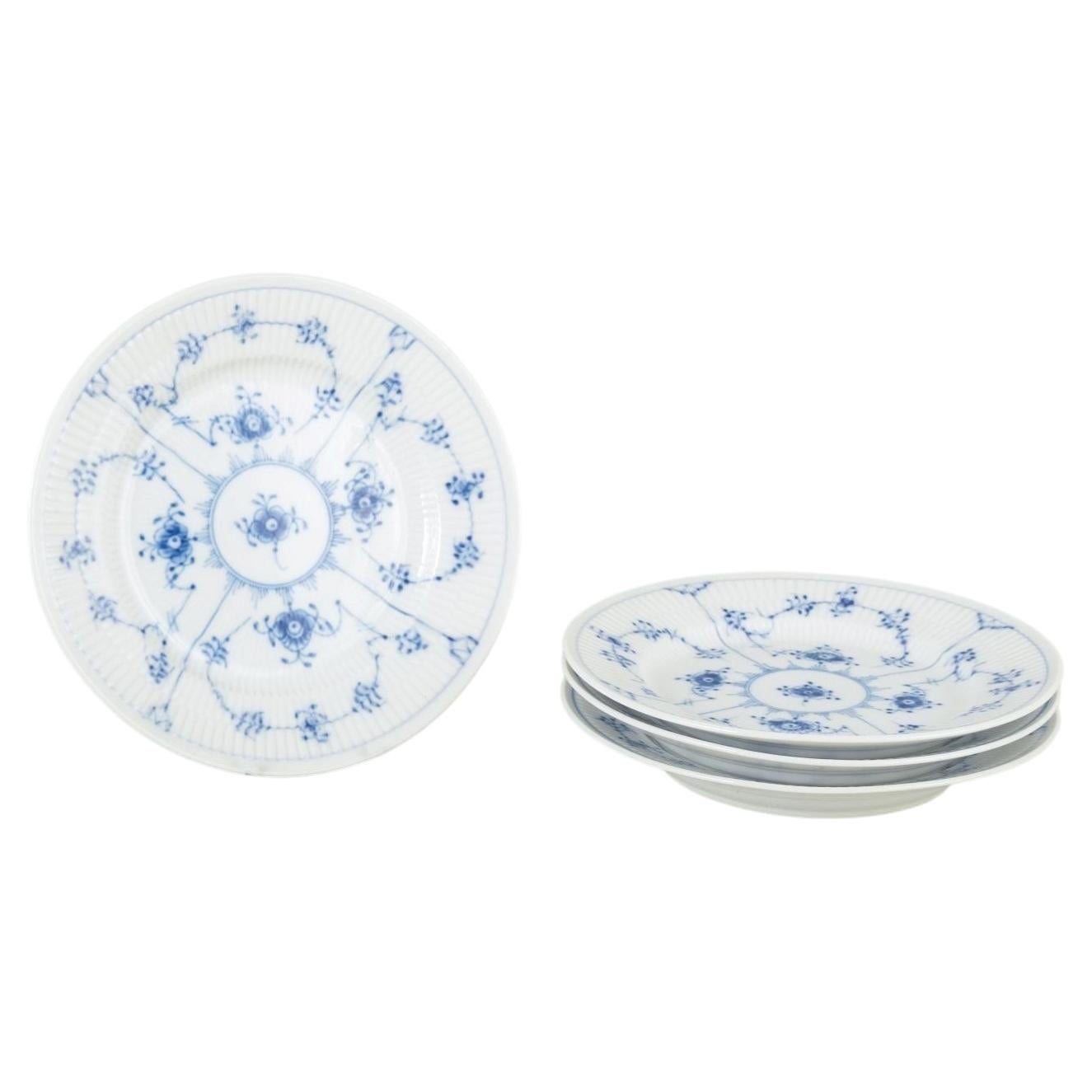 Royal Copenhagen Blue Fluted Plain. Set of four porcelain side plates.