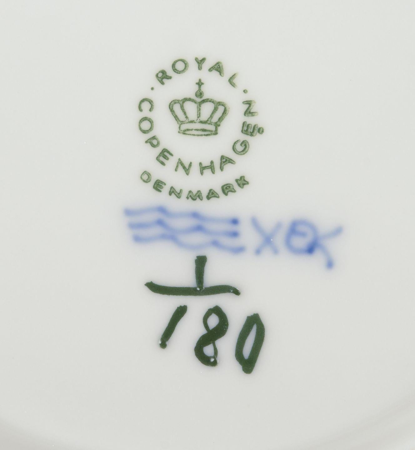 Danish Royal Copenhagen Blue Fluted Plain. Set of four salad plates in porcelain. For Sale