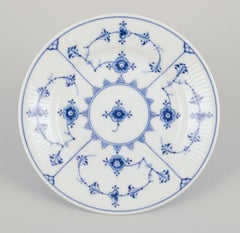 Royal Copenhagen Blue Fluted Plain, set of seven cake plates in porcelain.