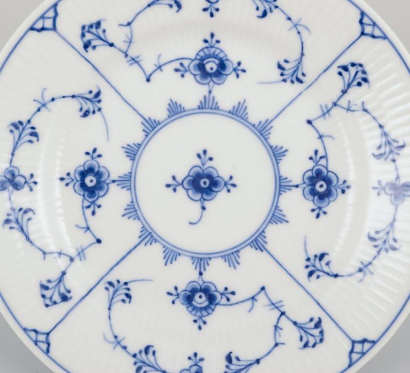 Royal Copenhagen Plato Llano Acanalado Azul, juego de siete platos para tarta de porcelana. Danés en venta