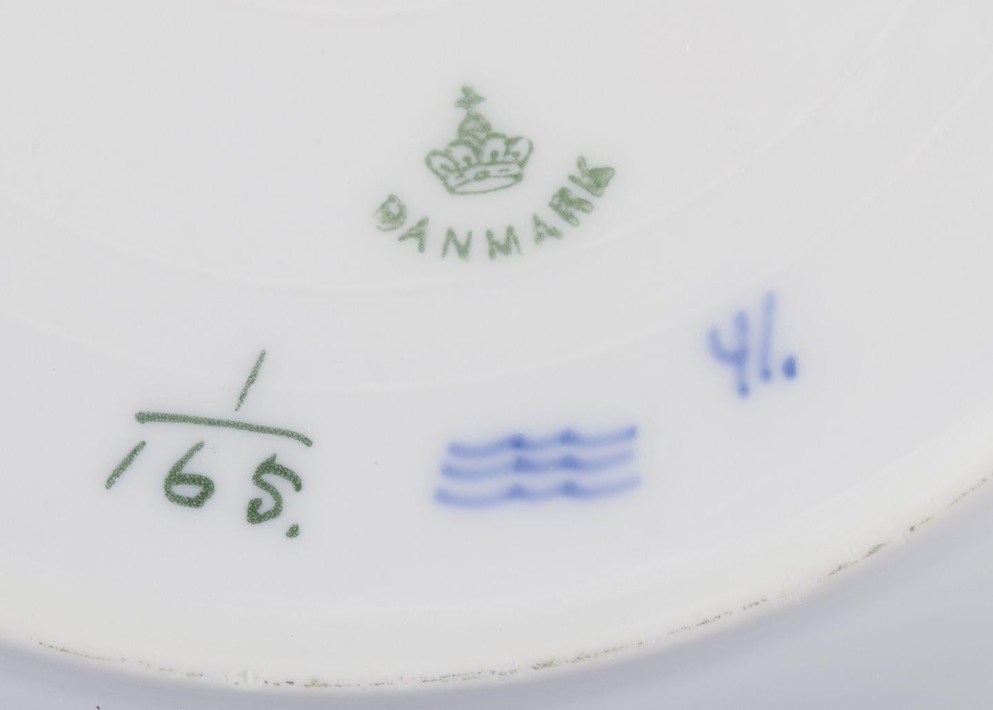 Danish Royal Copenhagen Blue Fluted Plain. Set of six deep plates. Hand-painted in blue For Sale