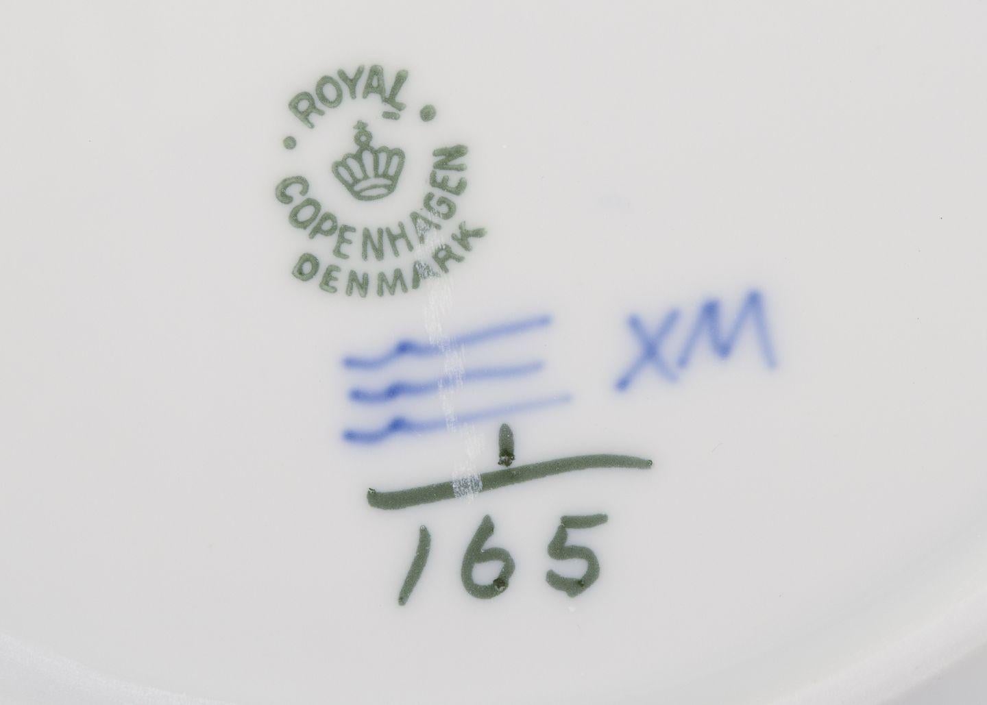 Porcelain Royal Copenhagen Blue Fluted Plain. Set of six deep plates. Hand-painted in blue For Sale