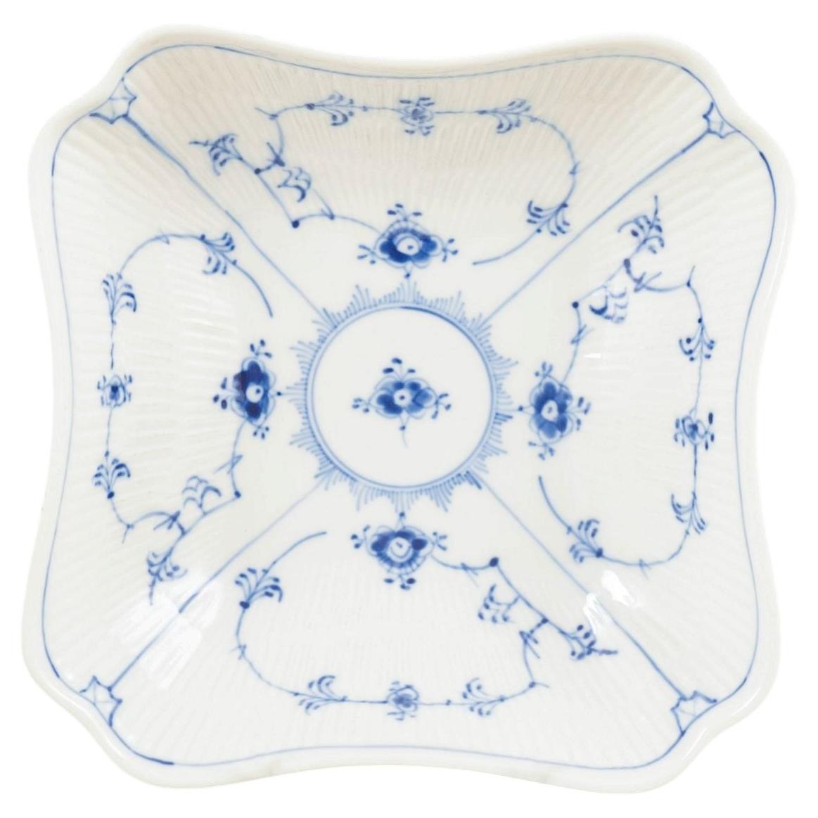 Royal Copenhagen. Blue Fluted Plain square bowl in porcelain, 1966. For Sale