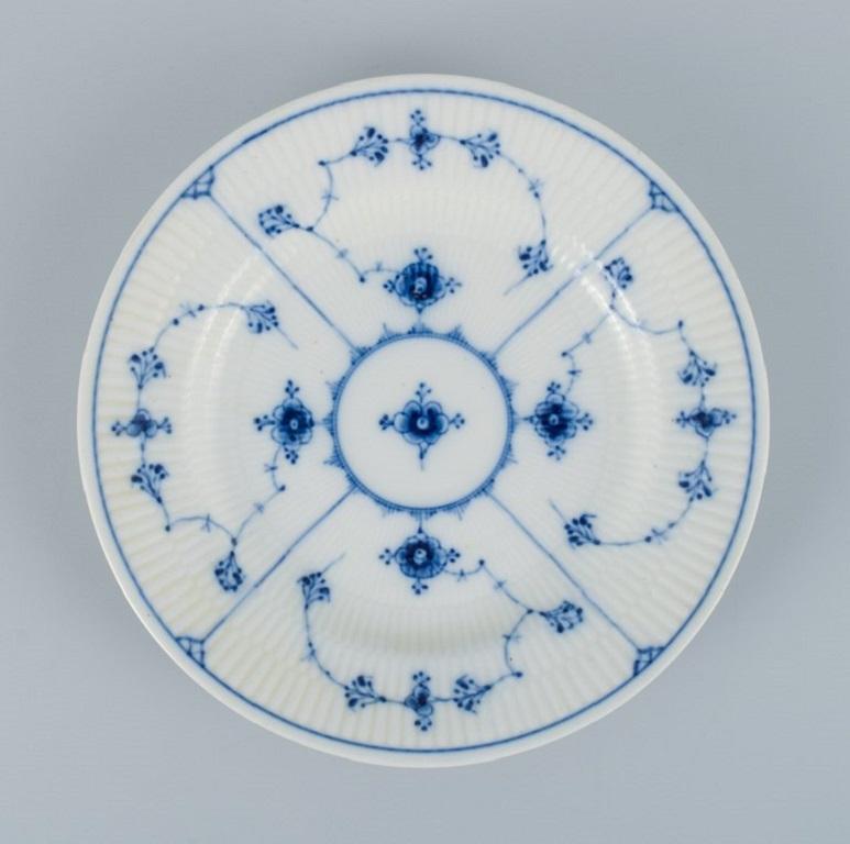 Danish Royal Copenhagen, Blue Fluted Plain, Three Antique Lunch Plates, Early 19th C.
