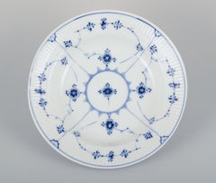 Royal Copenhagen Blue Fluted Plain. Three deep plates in porcelain.