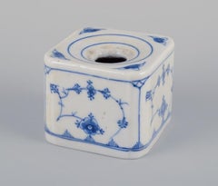 Royal Copenhagen Blue Fluted Plain, two antique inkwells. 19th c.