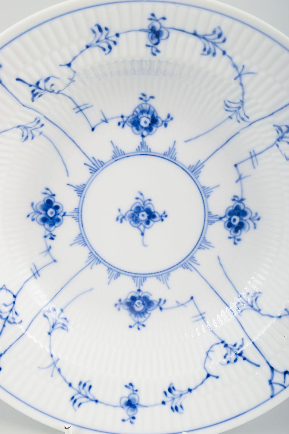 Danish Royal Copenhagen Blue Fluted Plain, two deep plates in porcelain. For Sale