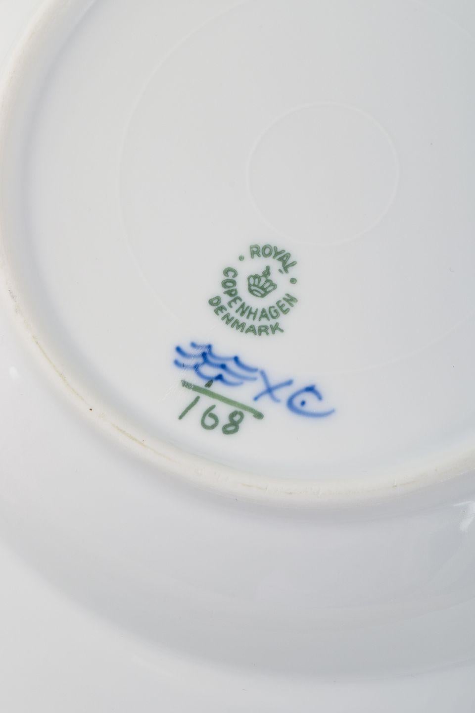 20th Century Royal Copenhagen Blue Fluted Plain, two deep plates in porcelain. For Sale