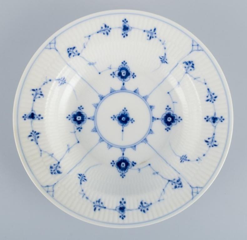 Hand-Painted Royal Copenhagen Blue Fluted Plain, two deep porcelain plates. Early 20th C.