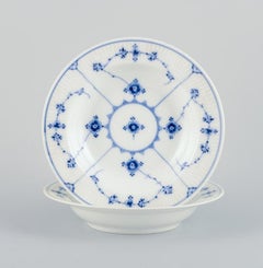 Antique Royal Copenhagen Blue Fluted Plain, two deep porcelain plates. Early 20th C.
