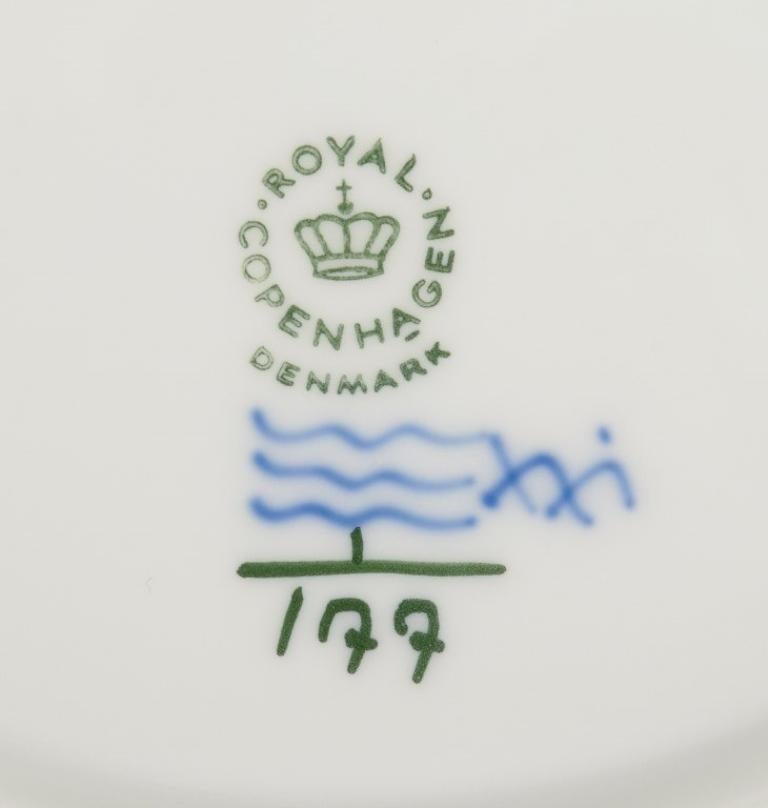 Hand-Painted Royal Copenhagen Blue Fluted Plain, two lunch plates in porcelain.