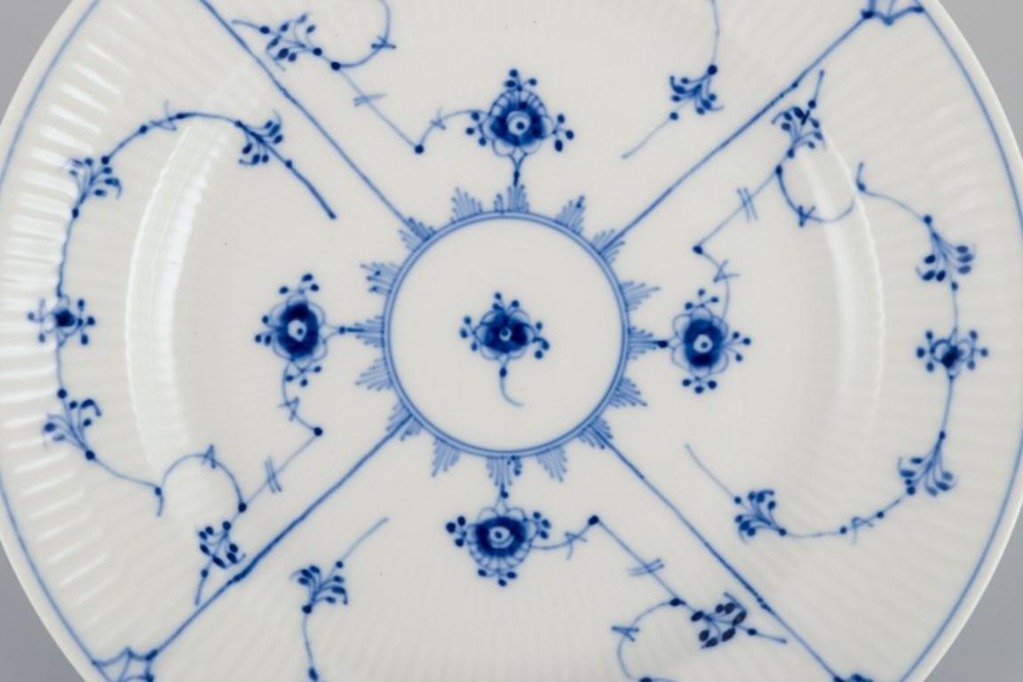 Porcelain Royal Copenhagen Blue Fluted Plain, two lunch plates in porcelain.