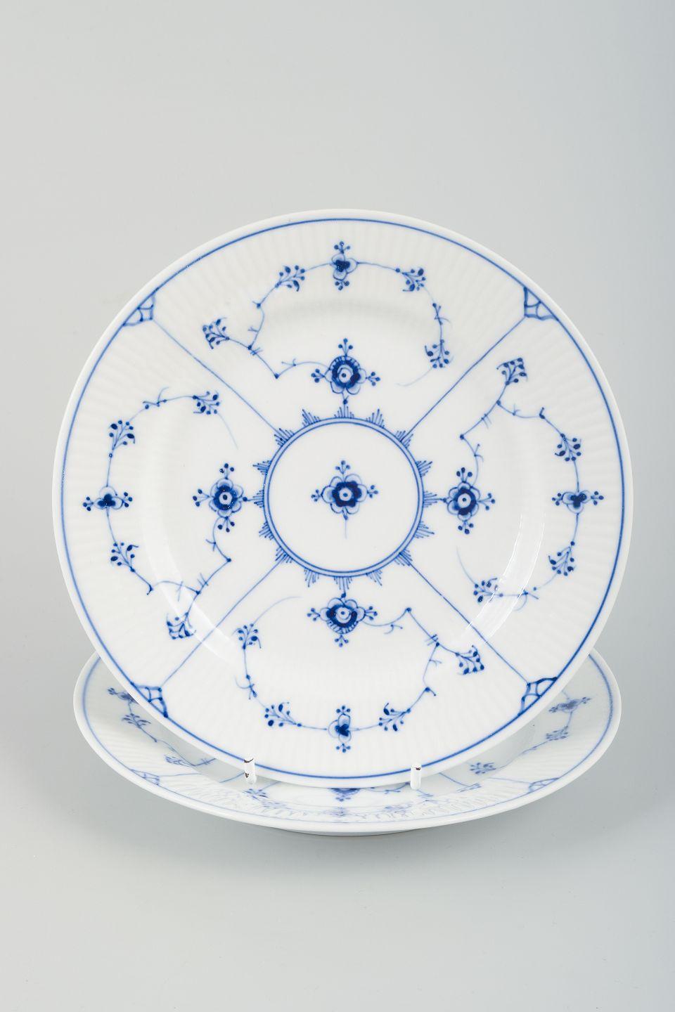 Royal Copenhagen Blue Fluted Plain. Two small luncheon plates in porcelain.