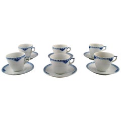 Royal Copenhagen Blue Painted Coffee Cup with Saucer in Porcelain, Set of 6