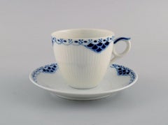Royal Copenhagen blue painted Princess. Set of five coffee cups with saucers.