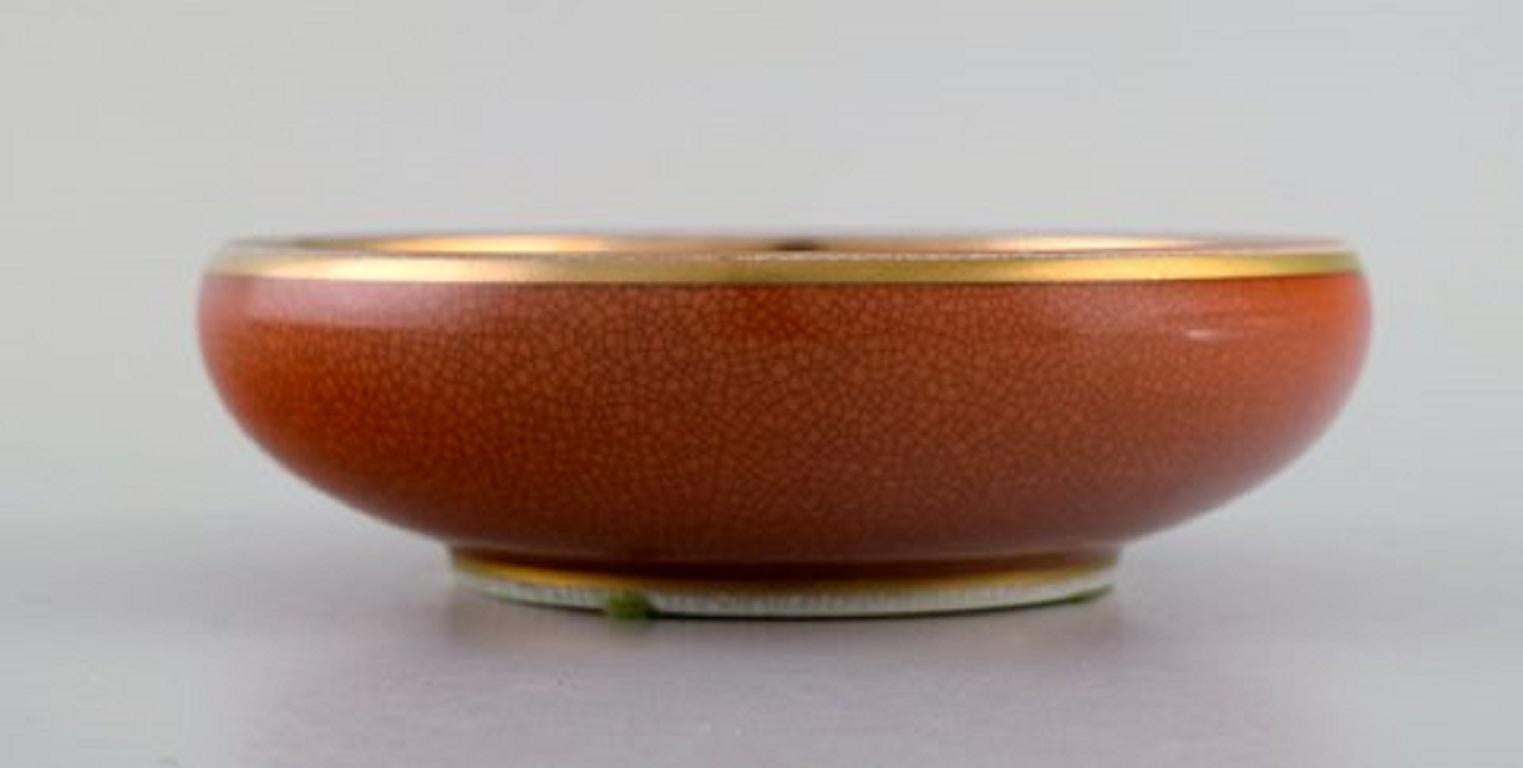 Royal Copenhagen, Bowl and Vase in Crackle Porcelain in Gold and Orange 2