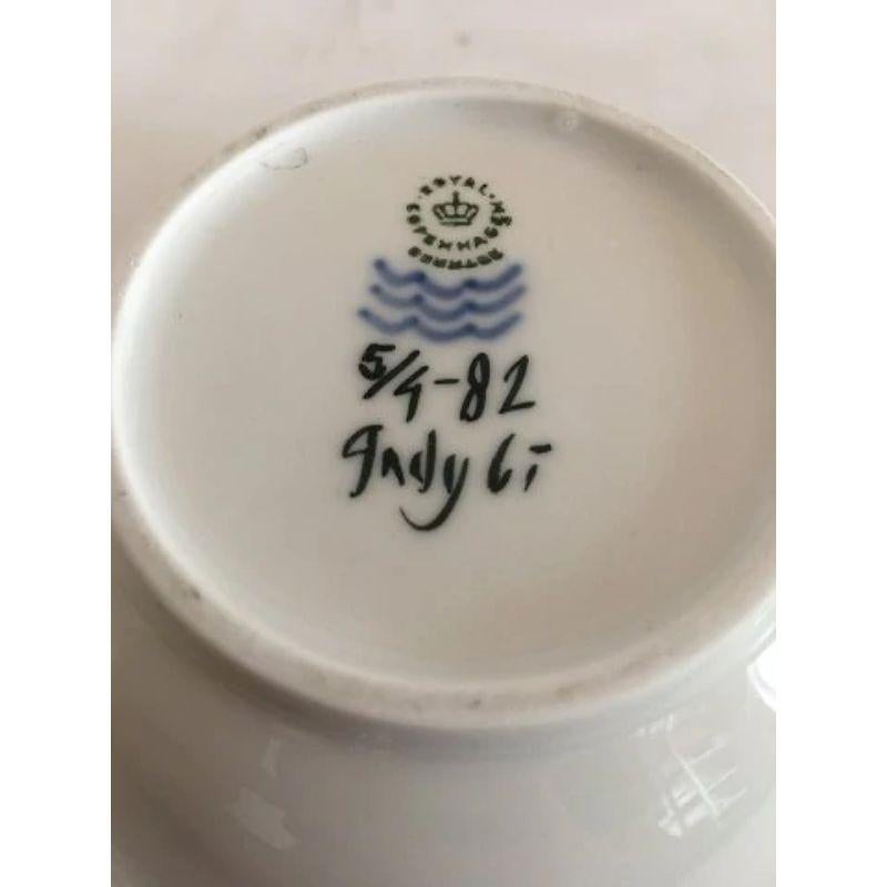 20th Century Royal Copenhagen Bowl with Green Leaf Motif by Andy CT For Sale