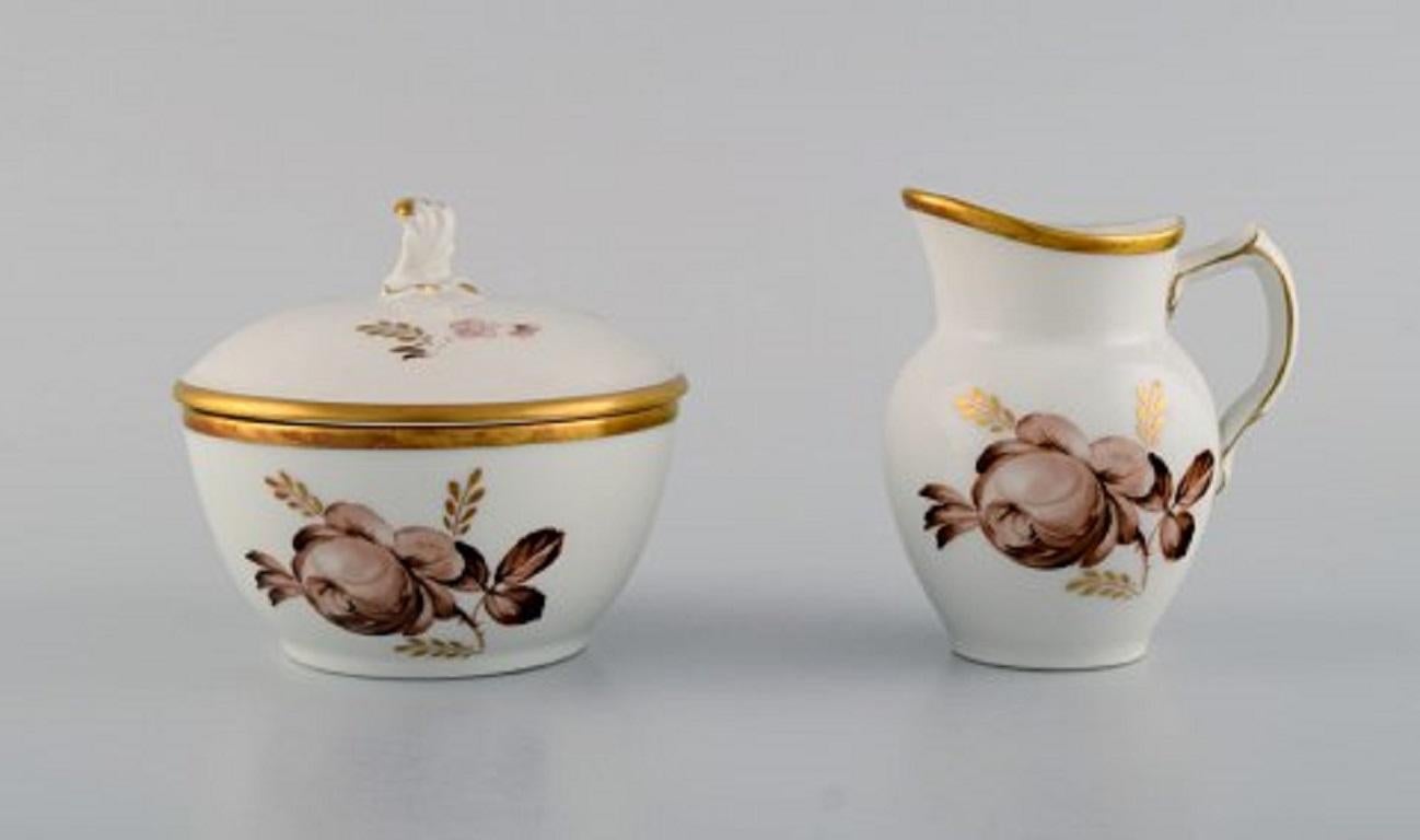 Mid-20th Century Royal Copenhagen Brown Rose Coffee Service for 12 People, 1960s