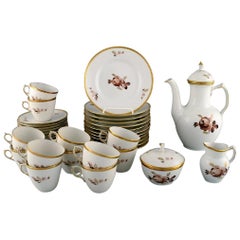 Royal Copenhagen Brown Rose Coffee Service for 12 People, 1960s