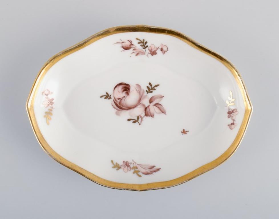 Porcelain Royal Copenhagen, Brown Rose, Serving Tray and a Cake Plate For Sale