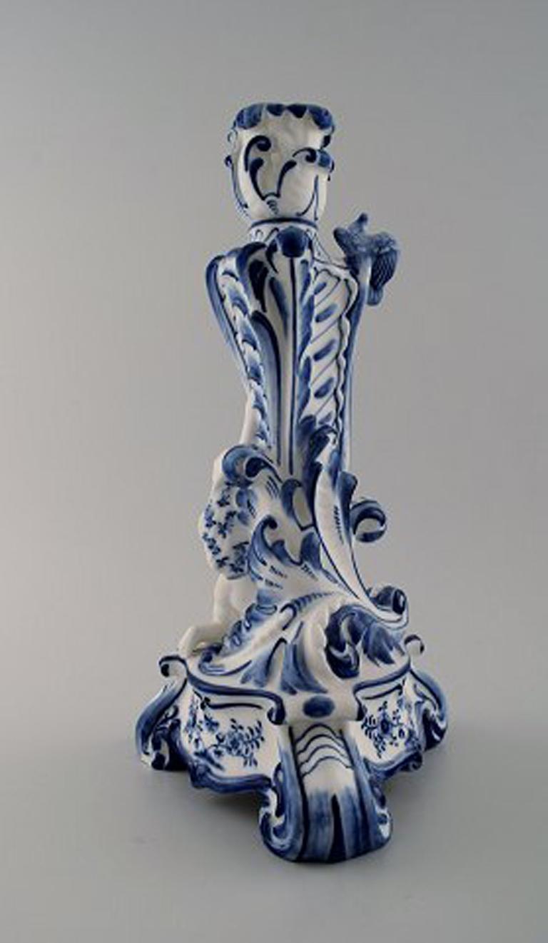 Danish Royal Copenhagen, Candlestick of porcelain, Blue Fluted