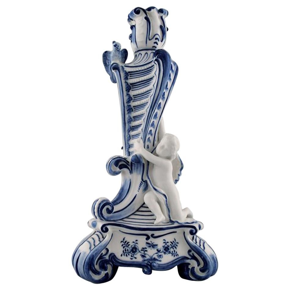 Royal Copenhagen, Candlestick of porcelain, Blue Fluted