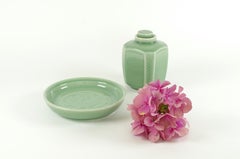 Royal Copenhagen - Celadon Flask and Plate - Georg Thystrup