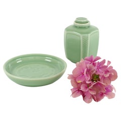 Royal Copenhagen - Celadon Flask and Plate - Georg Thystrup