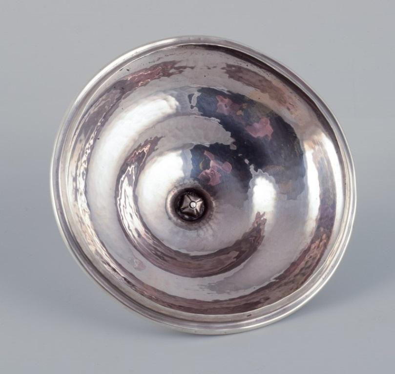 Royal Copenhagen ceramic jar. Silver lid with ebony knob. Celadon glaze. For Sale 3