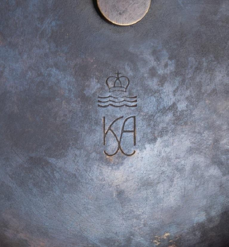 Royal Copenhagen, Keramikgefäß mit Deckel und Bronzedeckel von Knud Andersen. im Angebot 4