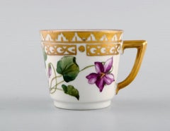 Royal Copenhagen Coffee Cup with Saucer in Hand Painted Porcelain