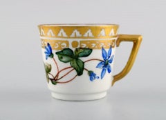 Royal Copenhagen Coffee Cup with Saucer in Hand Painted Porcelain