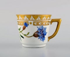 Royal Copenhagen Coffee Cup with Saucer in Hand Painted Porcelain