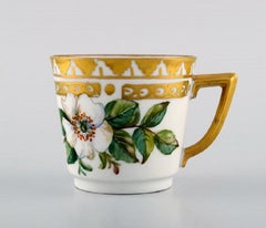 Royal Copenhagen Coffee Cup with Saucer in Hand Painted Porcelain