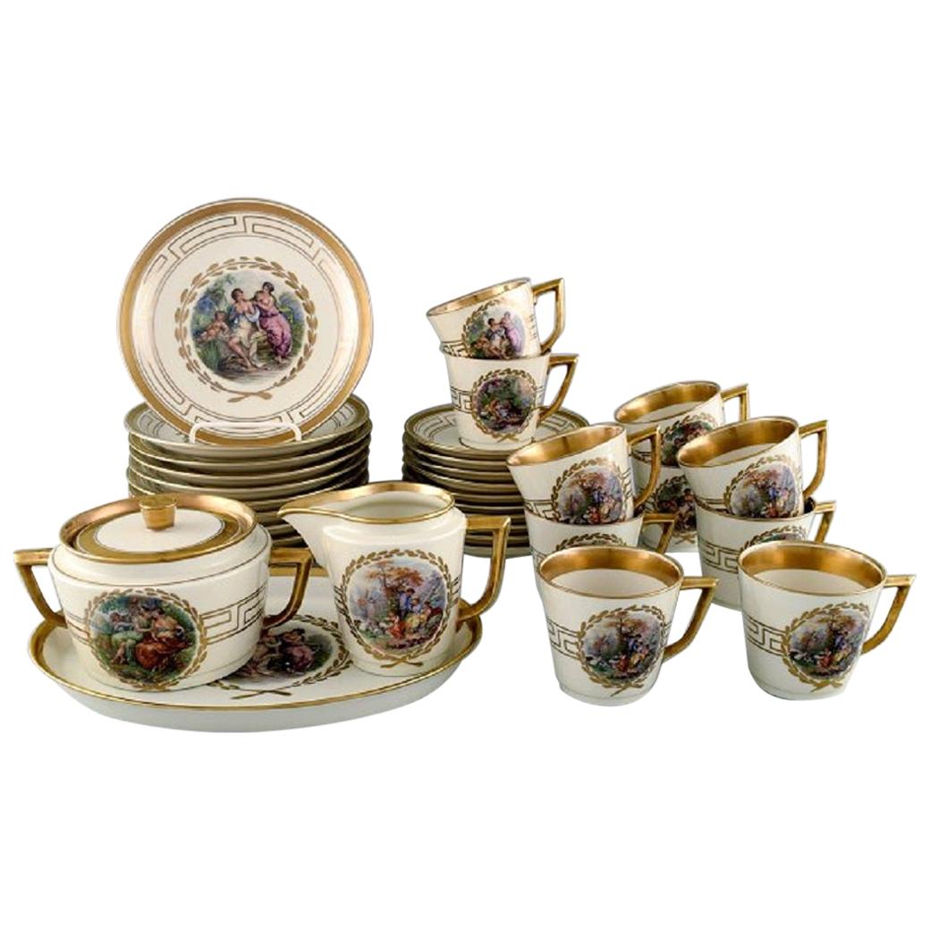 Royal Copenhagen Coffee Service for 10 People in Porcelain with Romantic Scenes