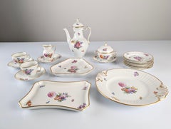 Royal Copenhagen Coffee/Tea Set with Hand Painted Saxony Flowers 1930s