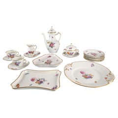 Royal Copenhagen Kaffee/Tee Set mit handgemalten sächsischen Blumen 1930er Jahre