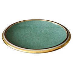 Royal Copenhagen Crackle glasierte Schale. Thorkild Olsen, Dänemark, 1958. Grünes Gold.