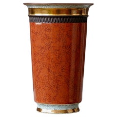 Royal Copenhagen Crackle Glazed Vase. Thorkild Olsen, Denmark, 1941.