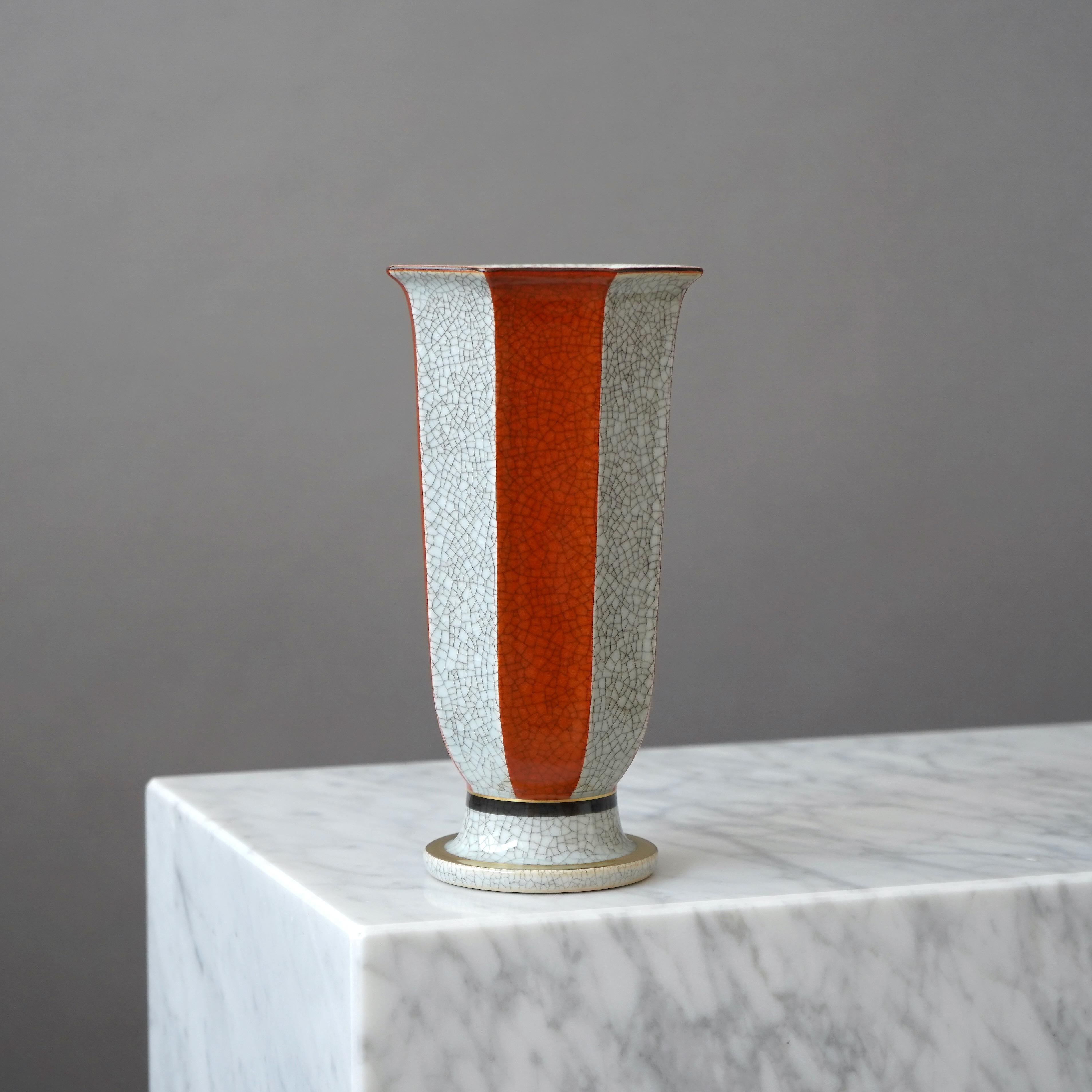 20th Century Royal Copenhagen Crackle Glazed Vase. Thorkild Olsen, Denmark, 1950s For Sale
