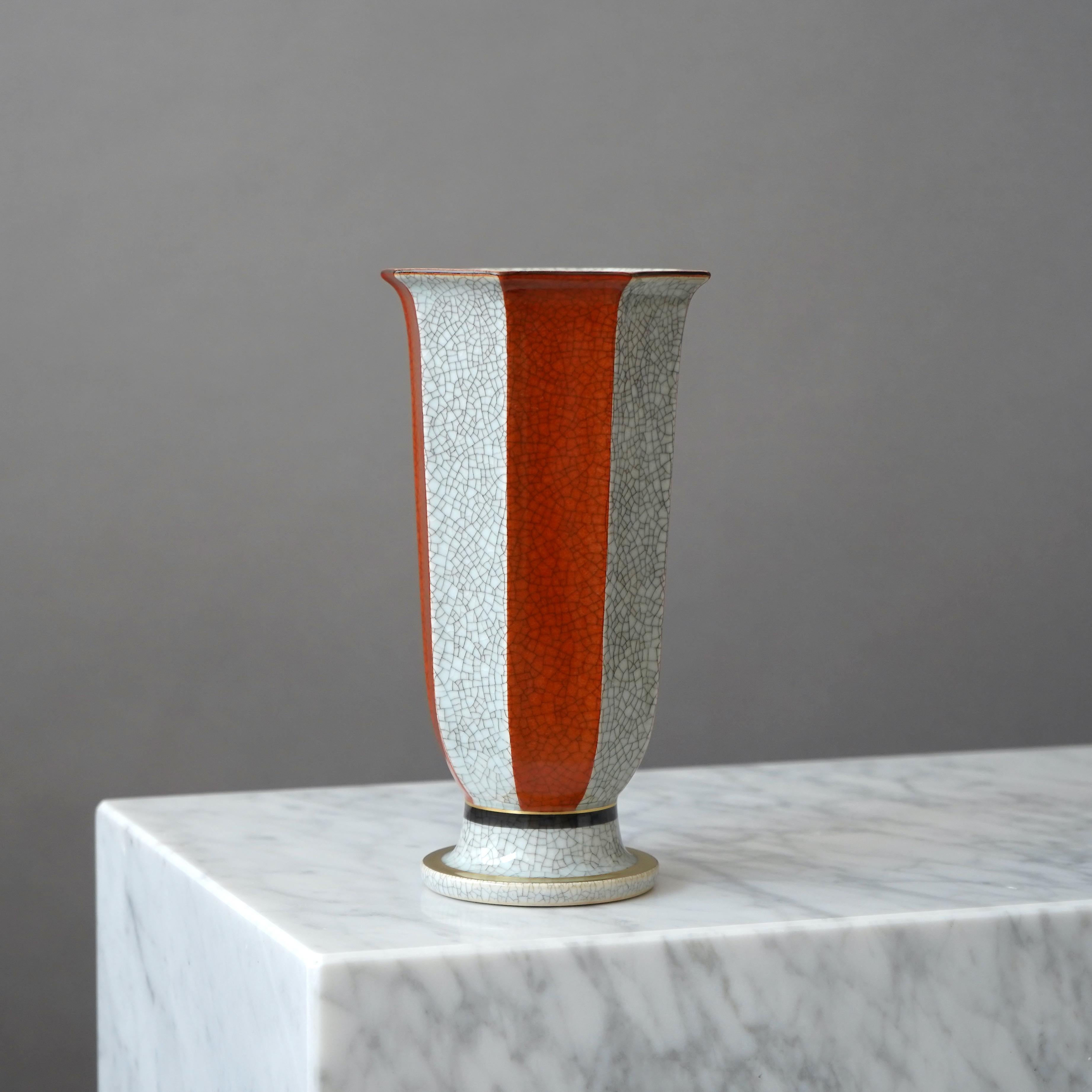 Royal Copenhagen Crackle Glazed Vase. Thorkild Olsen, Denmark, 1950s For Sale 2