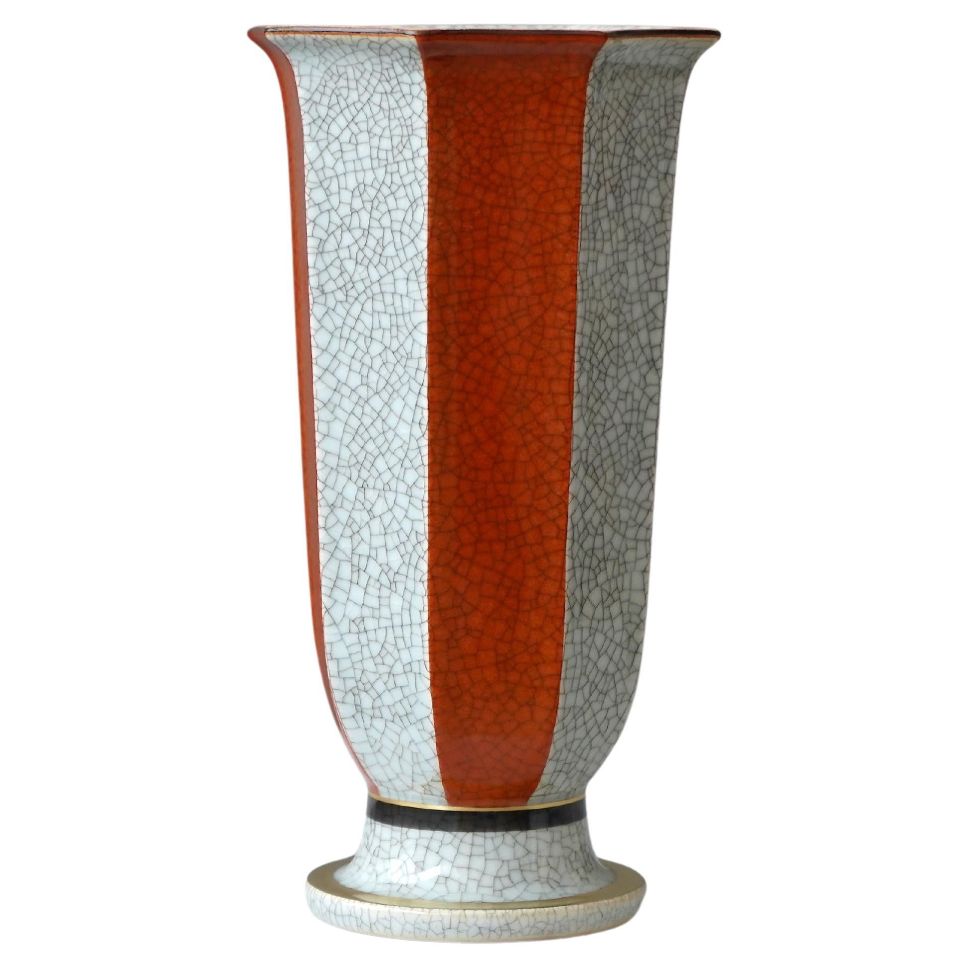 Royal Copenhagen Crackle Glazed Vase. Thorkild Olsen, Denmark, 1950s For Sale