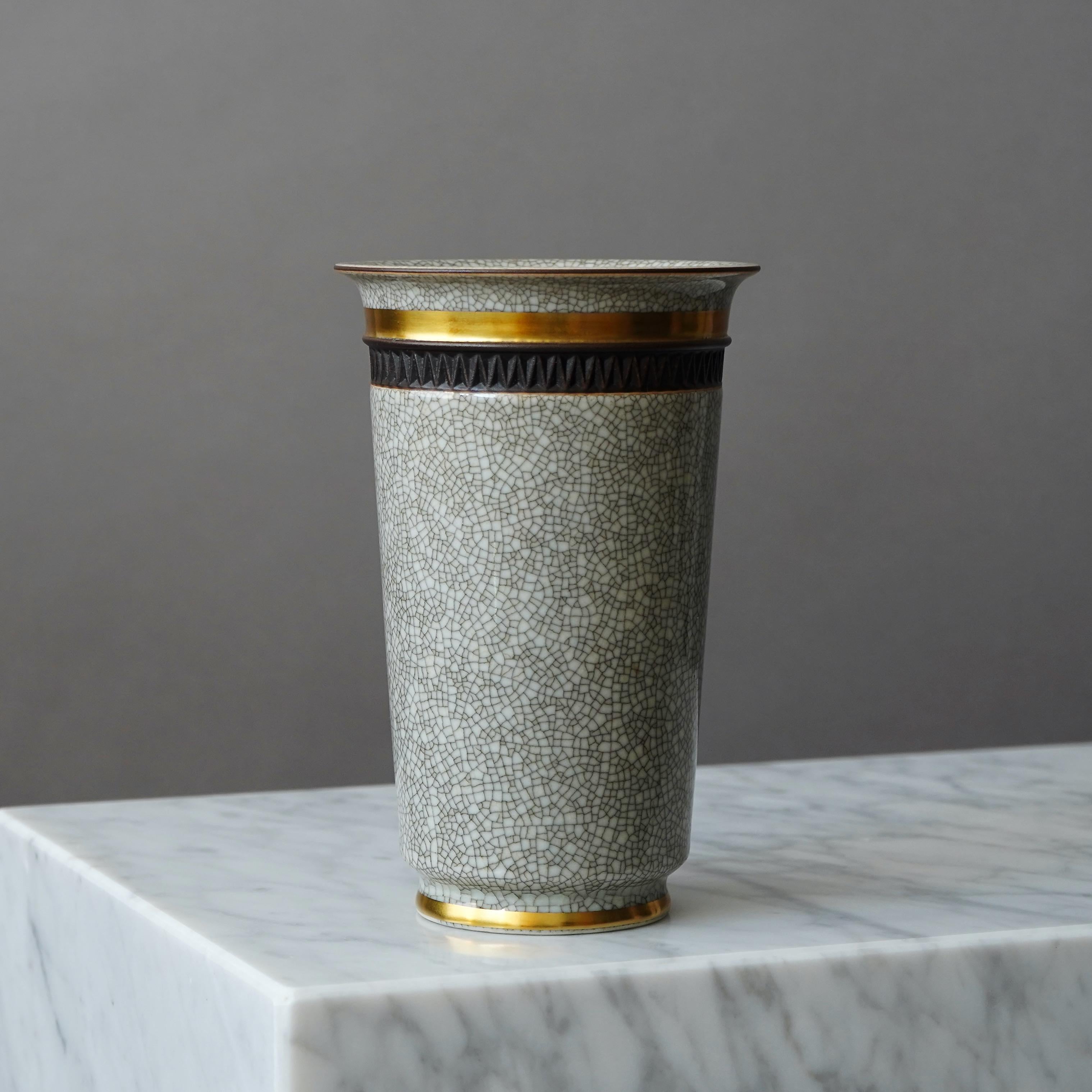 Crackle-Vase, glasiert, Royal Copenhagen. Thorkild Olsen, Dänemark, 1955. (Glasiert) im Angebot