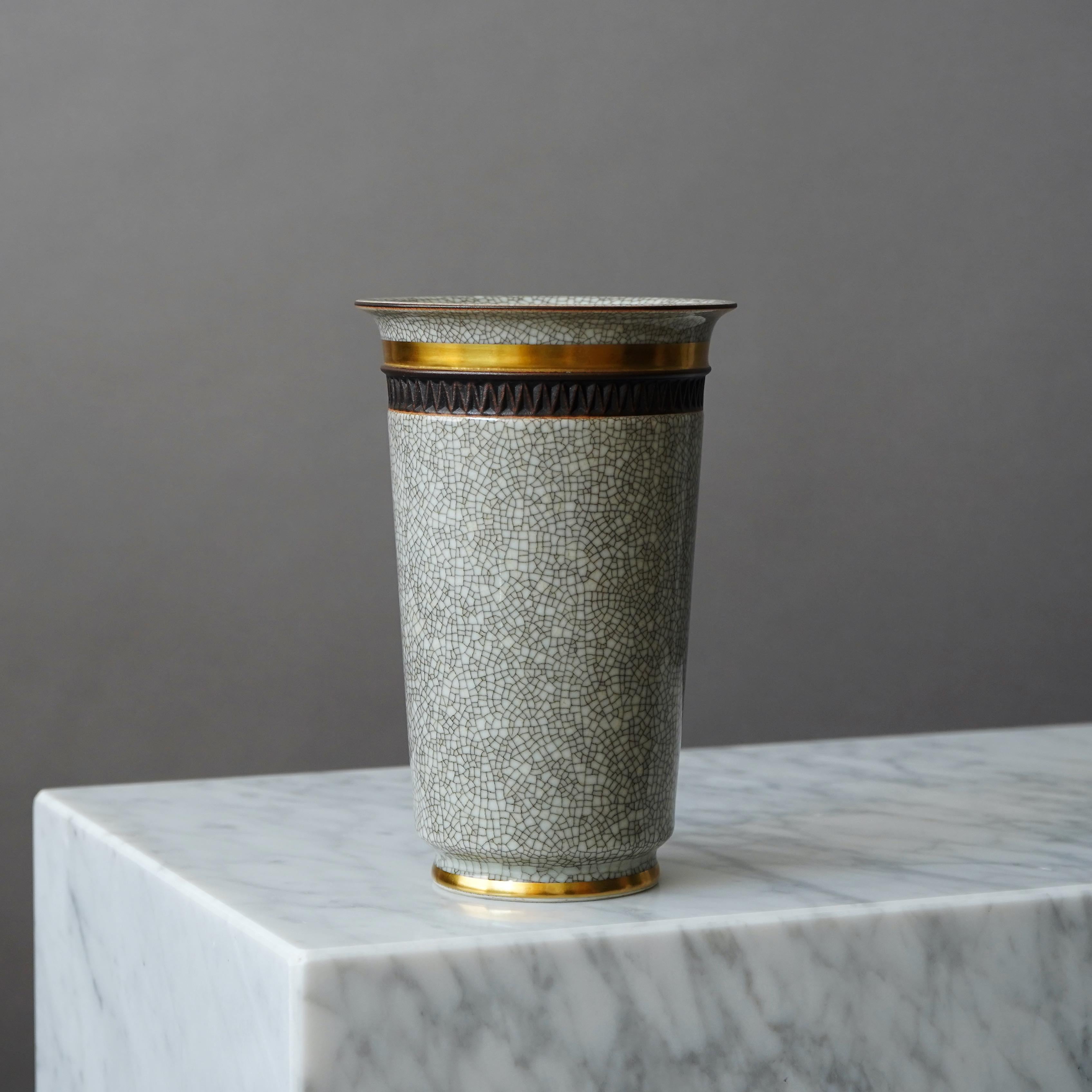 Crackle-Vase, glasiert, Royal Copenhagen. Thorkild Olsen, Dänemark, 1955. (20. Jahrhundert) im Angebot