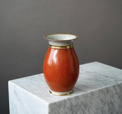 Royal Copenhagen Crackle Glazed Vase. Thorkild Olsen, Denmark, 1958.