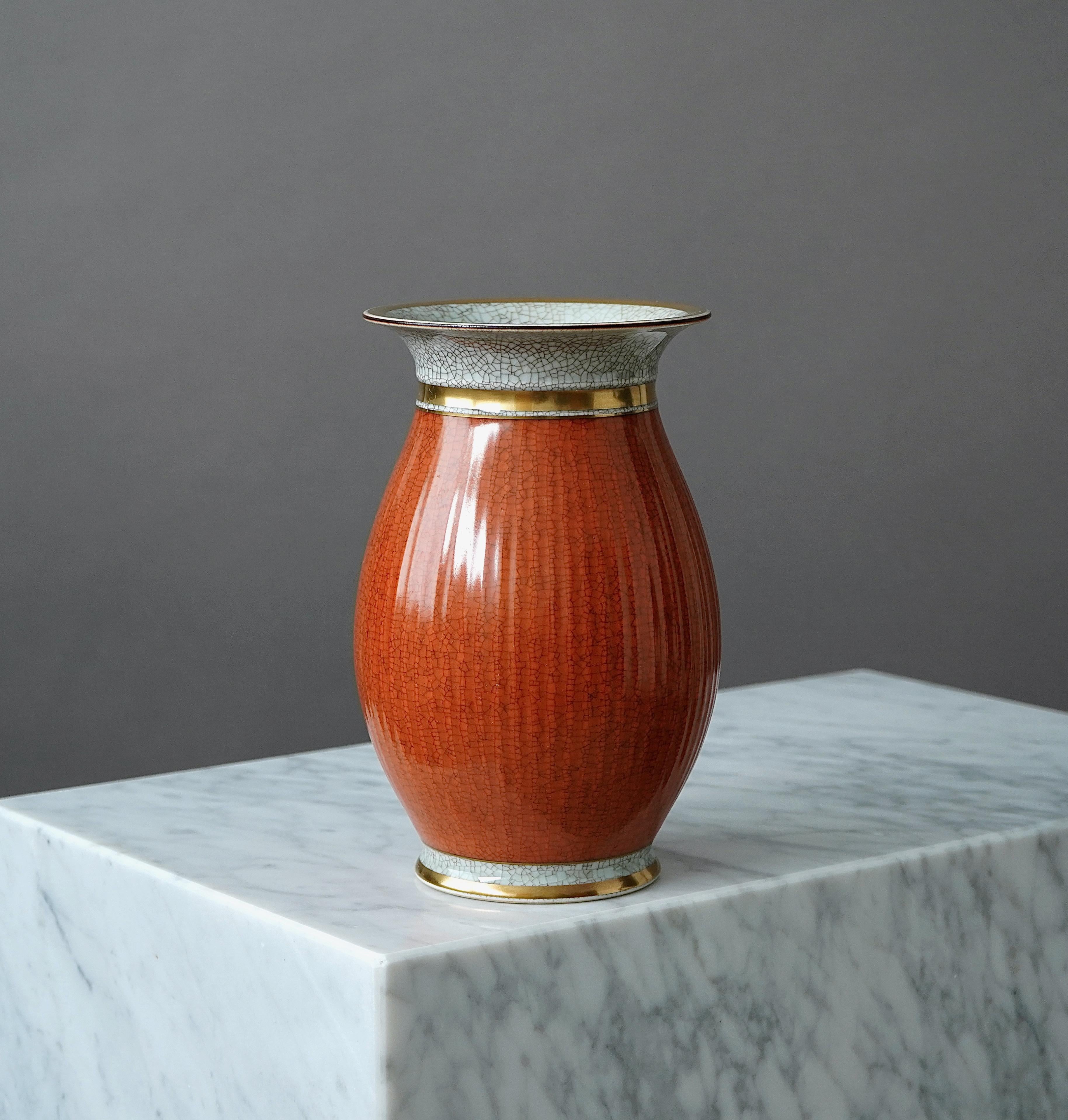 Danish Royal Copenhagen Crackle Glazed Vase. Thorkild Olsen, Denmark, 1958. For Sale