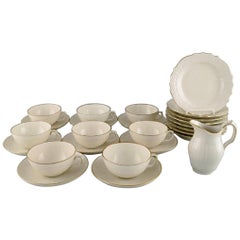 Retro Royal Copenhagen Creme Curved Tea Service for Eight People, Mid-20th Century